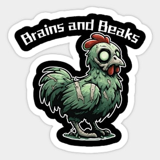 Brains and Beaks: Zombie Chicken Sticker